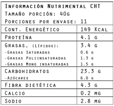 Información nutrimental del Hot-Cake sabor café Coffee 440 g de Brillarmas