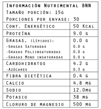 Información nutrimental del colágeno sabor plátano Banana 450 g de Brillarmas